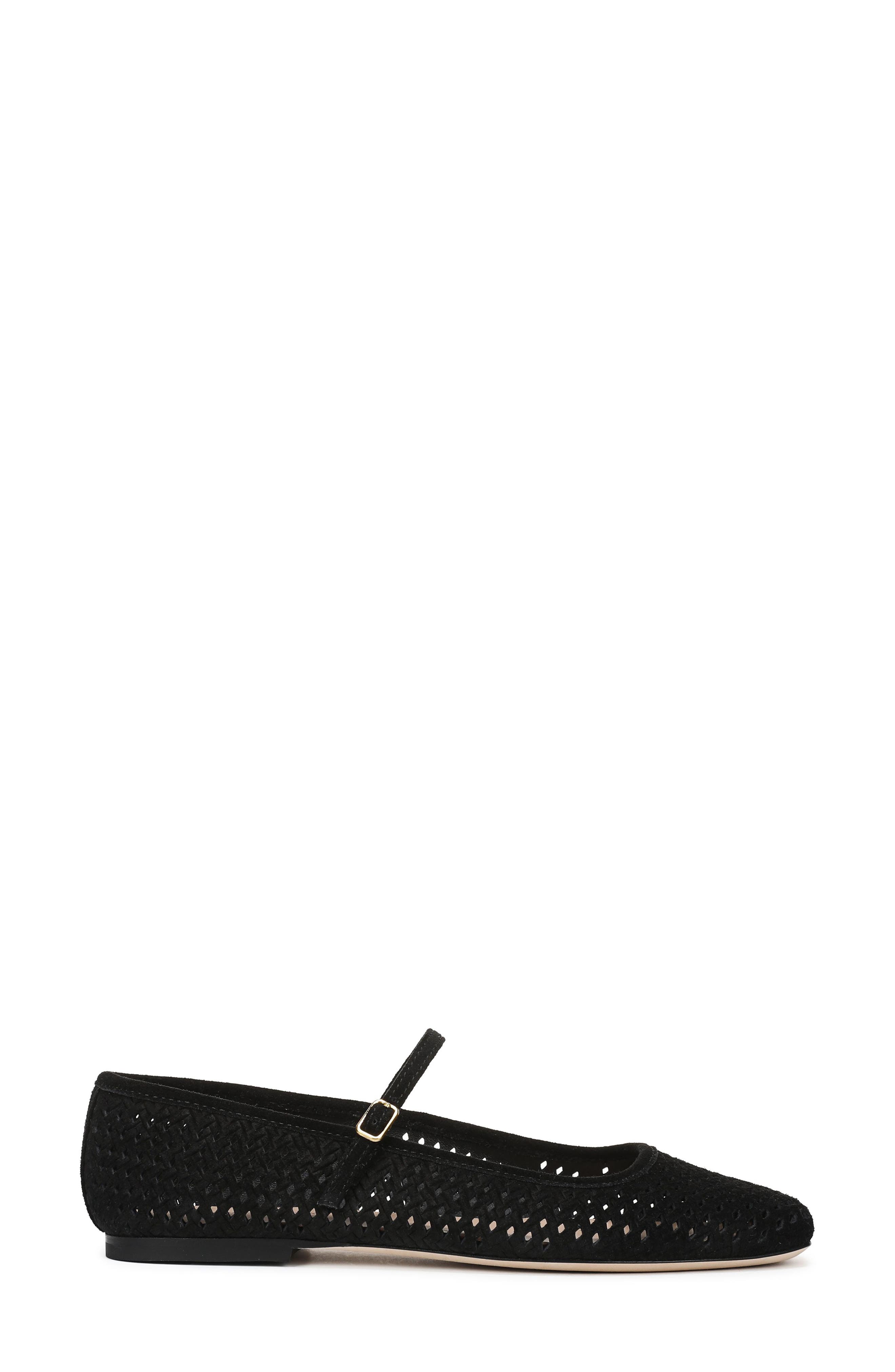 Ellie Perforated Mary Jane Ballet Flat, Alternate, color, BLACK SUEDE