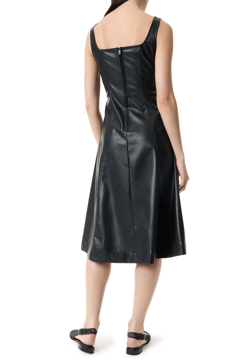 Robert Rodriguez Nova Square Neck Faux Leather Midi Dress, Alternate, color, Black Beauty