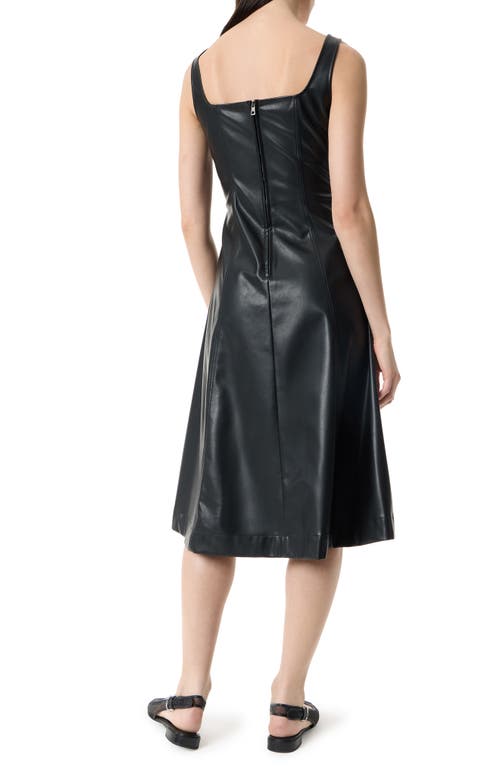 Robert Rodriguez Nova Square Neck Faux Leather Midi Dress In Black