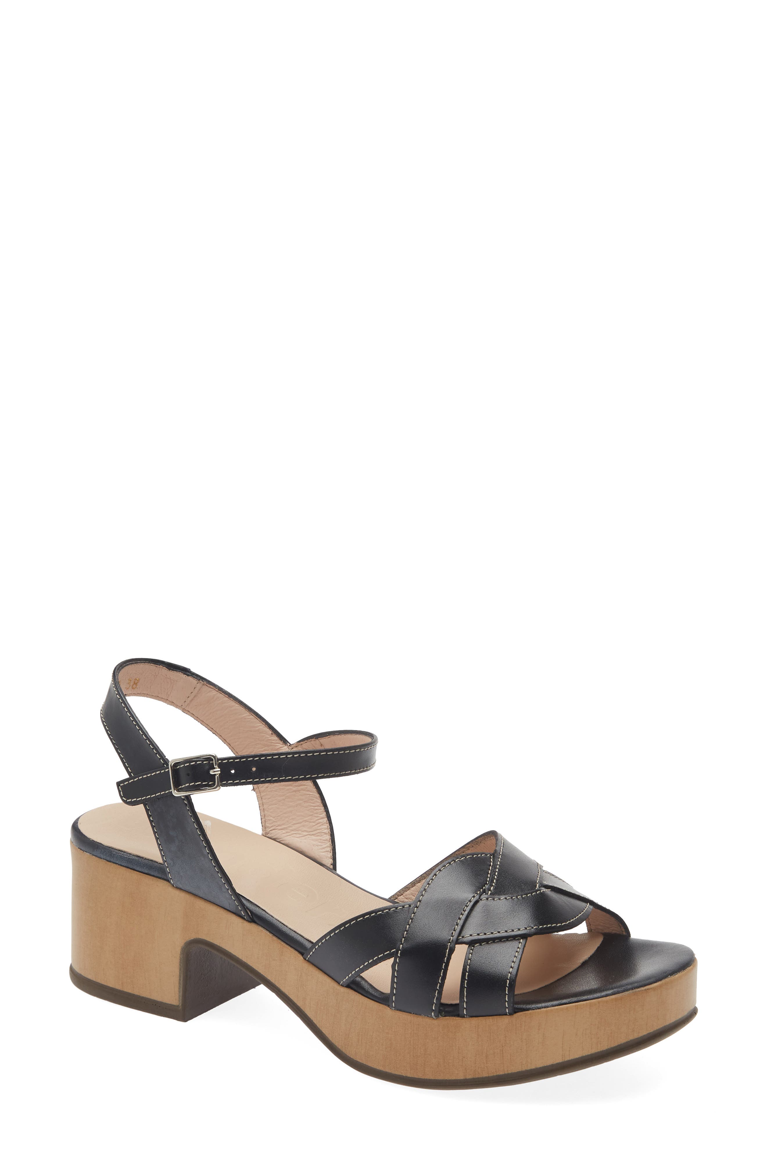 Wonders Ankle Strap Platform Sandal, Main, color, Tokat Black