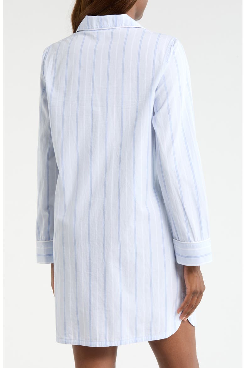 Classic Piped Cotton Nightshirt, Alternate, color, BLUE PARKER STRIPE