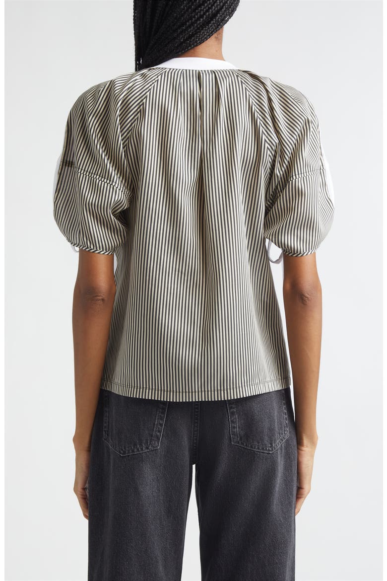 Mixed Media Puff Sleeve T-Shirt, Alternate, color, WHITE-BLACK MULTI