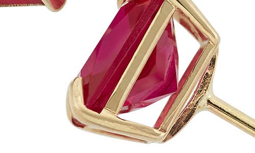 Fuzion Creations Princess Cut Stud Earrings In Cr Ruby