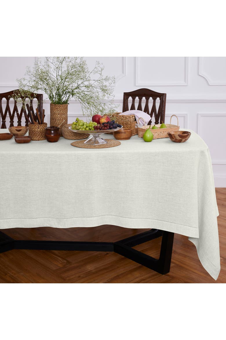Linen Tablecloth - Sonoma Hemstitch, Main, color, Light Flax