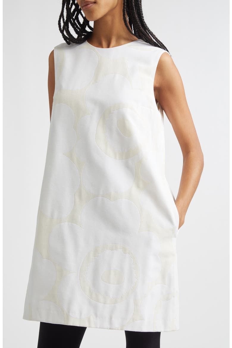 Hahmo Unikko Jacquard Faille Shift Dress, Alternate, color, WHITE LIGHT GREY