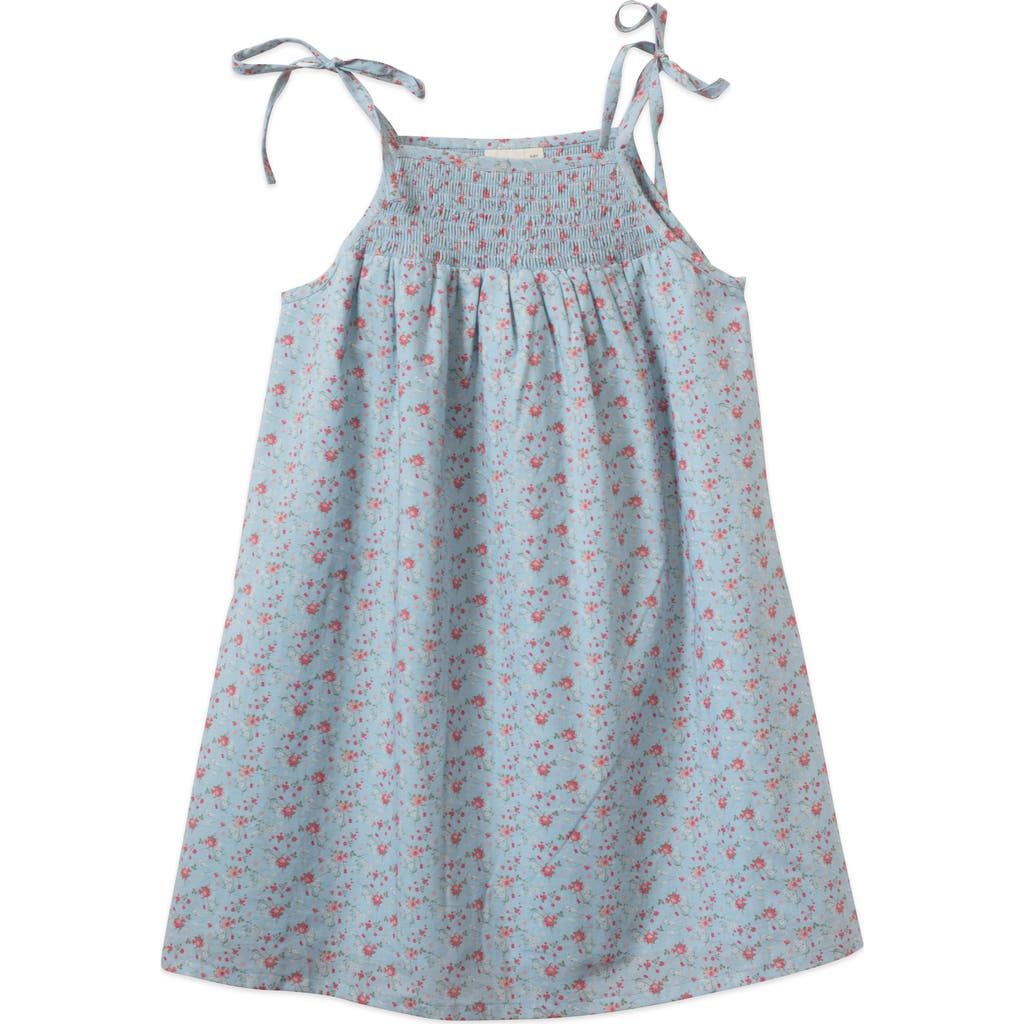 Beet World Betty Girls Smocked Strap Dress In Blue