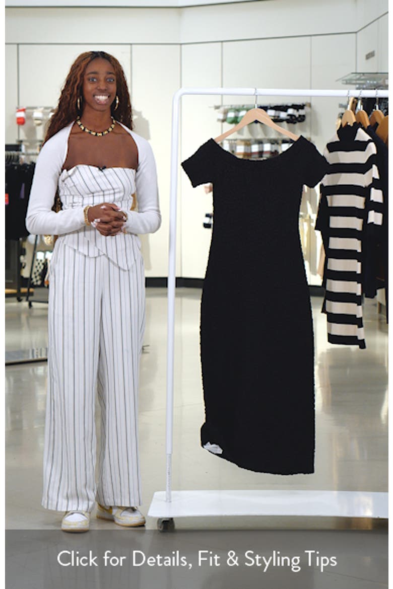 Textured Off the Shoulder Midi Dress video