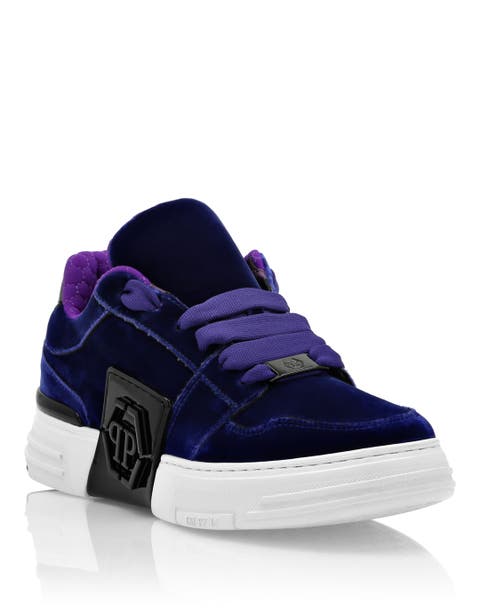 Patent Leather &Amp; Velvet Lo-Top Sneakers Hexagon Women