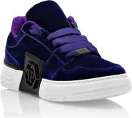 PHILIPP PLEIN Patent Leather &Amp; Velvet Lo-Top Sneakers Hexagon Women