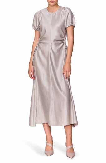 MELLODAY Side Cutout Puff Sleeve Midi Dress