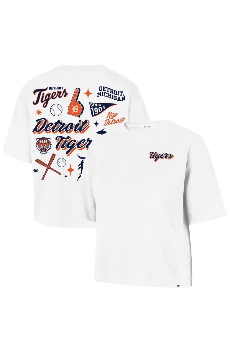'47 Women's '47  White Detroit Tigers Collage Script Reed City T-Shirt, Main, color, White