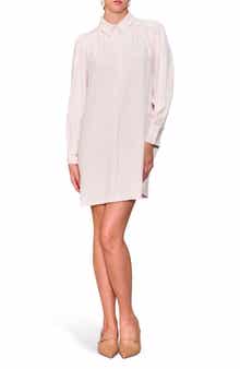 MELLODAY Long Sleeve Crepe Shirtdress