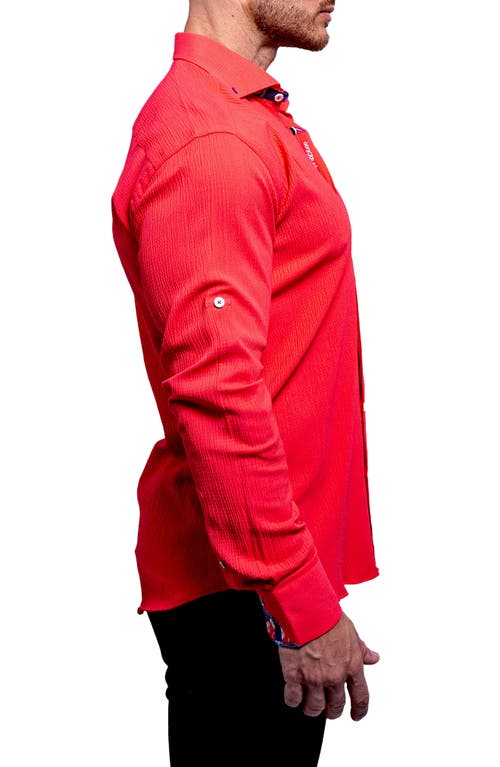 Maceoo Einstein Resistance Red Stretch Button-up Shirt