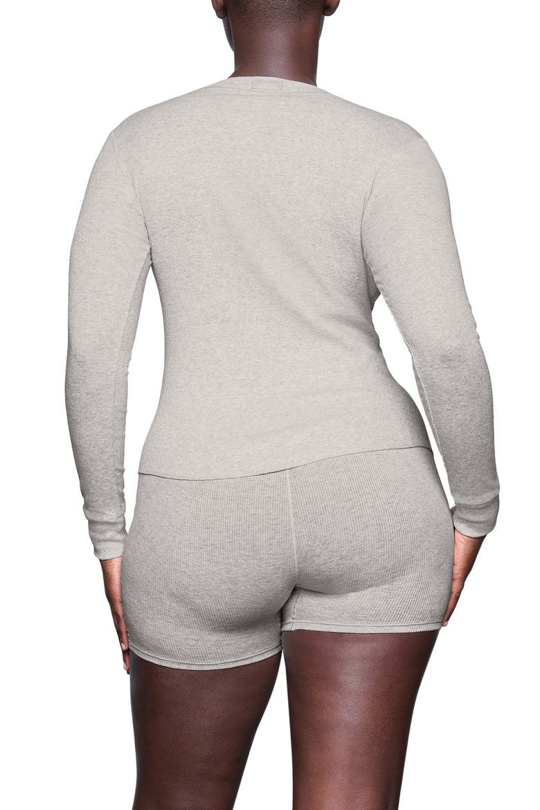 Stretch Cotton Rib Long Sleeve Henley, Alternate, color, LIGHT HEATHER GREY