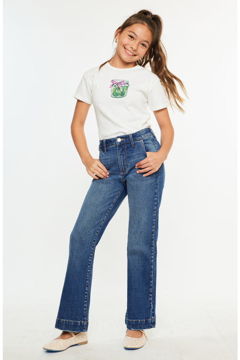 Tini High Rise Wide Leg Kids Trousers, Alternate, color, Medium Wash