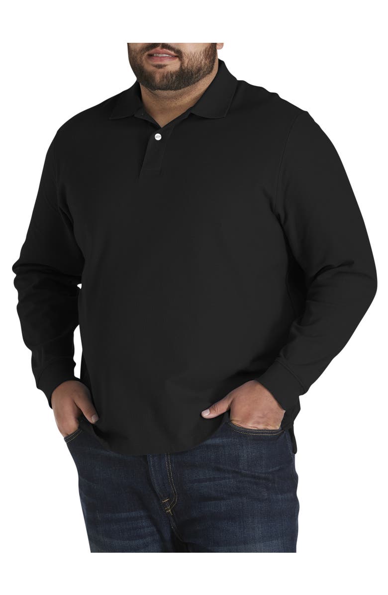 Harbor Bay by DXL Big & Tall Honeycomb Piqué Polo Shirt, Main, color, Black