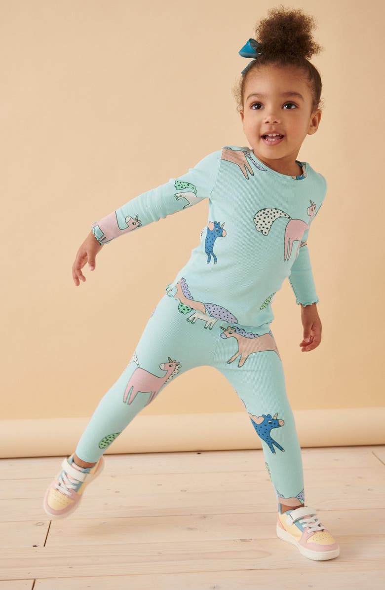 NEXT Kids' Unicorn Print Long Sleeve Cotton Rib T-Shirt, Alternate, color, 