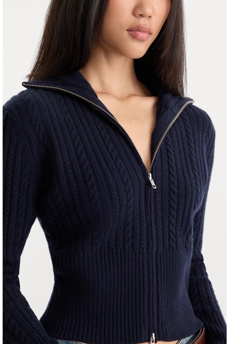 The Cable Zip Up Cardigan, Alternate, color, NEW NAVY002