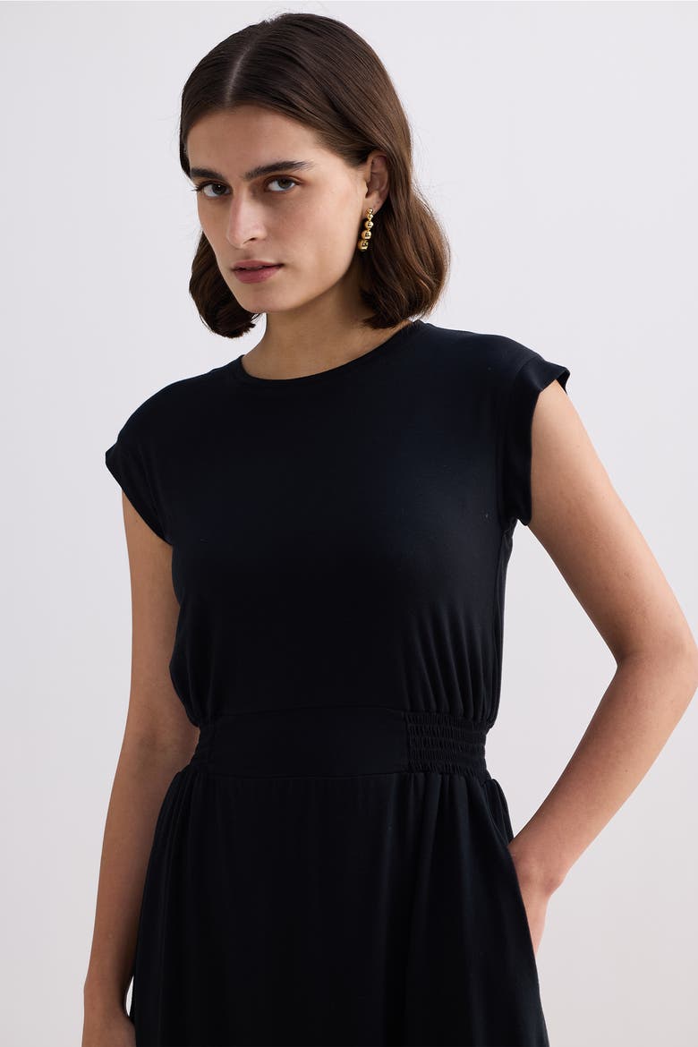 Short Dress With Smocking Side Detail, Alternate, color, Black