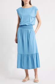 Nation LTD Evonne Smock Waist Pima Cotton Knit Dress
