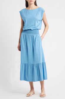 Nation LTD Evonne Smock Waist Pima Cotton Knit Dress