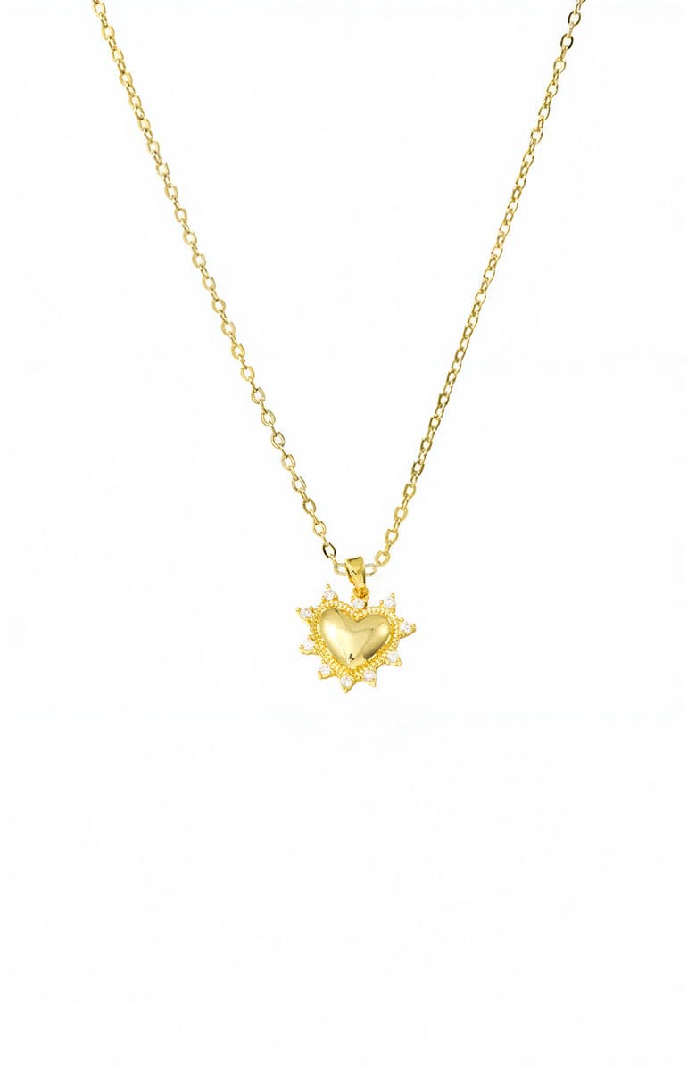 BY ADINA EDEN CZ Rimmed Puff Heart Pendant Necklace, Main, color, 