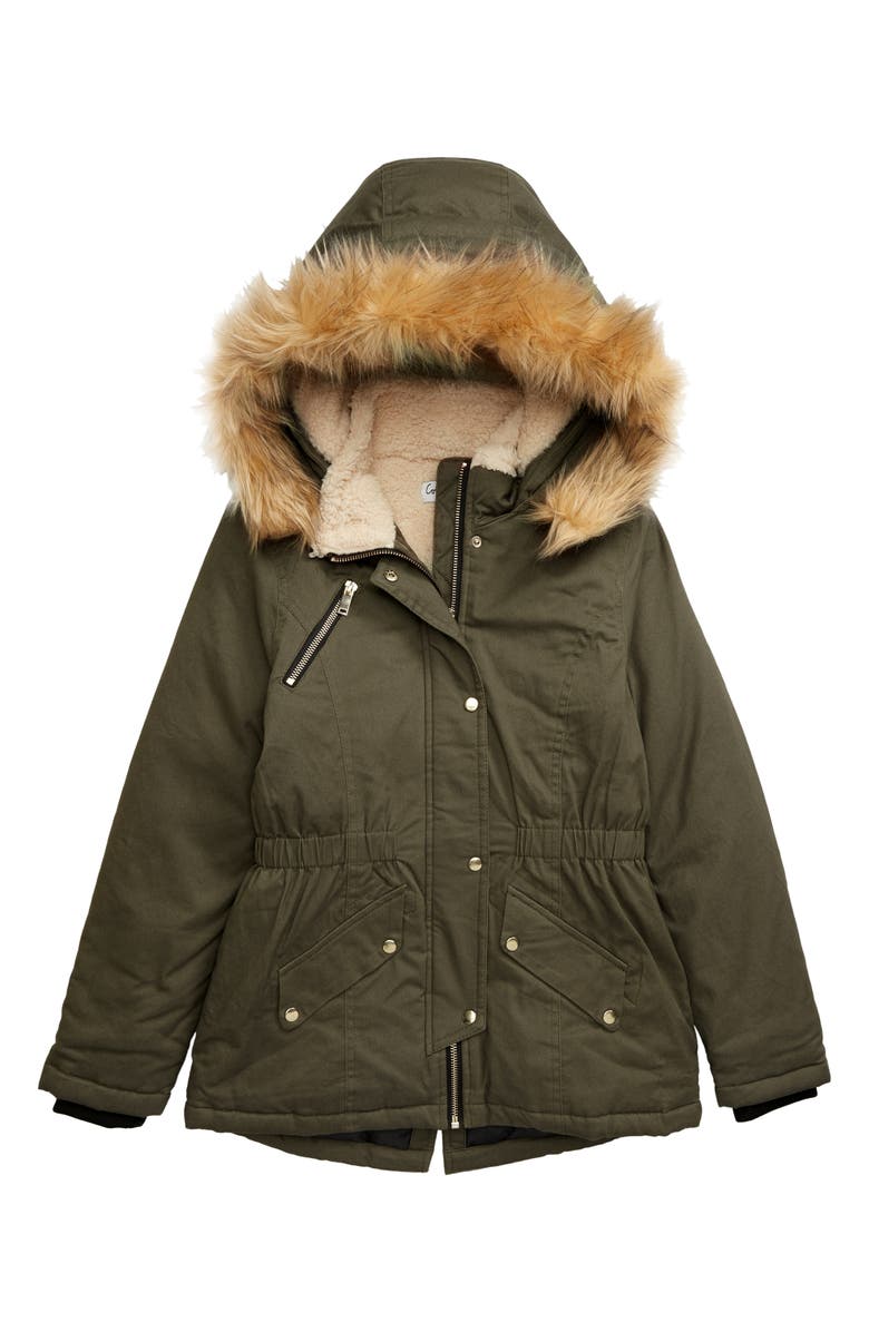 Coffee Shop Faux Fur Trim Parka, Main, color,