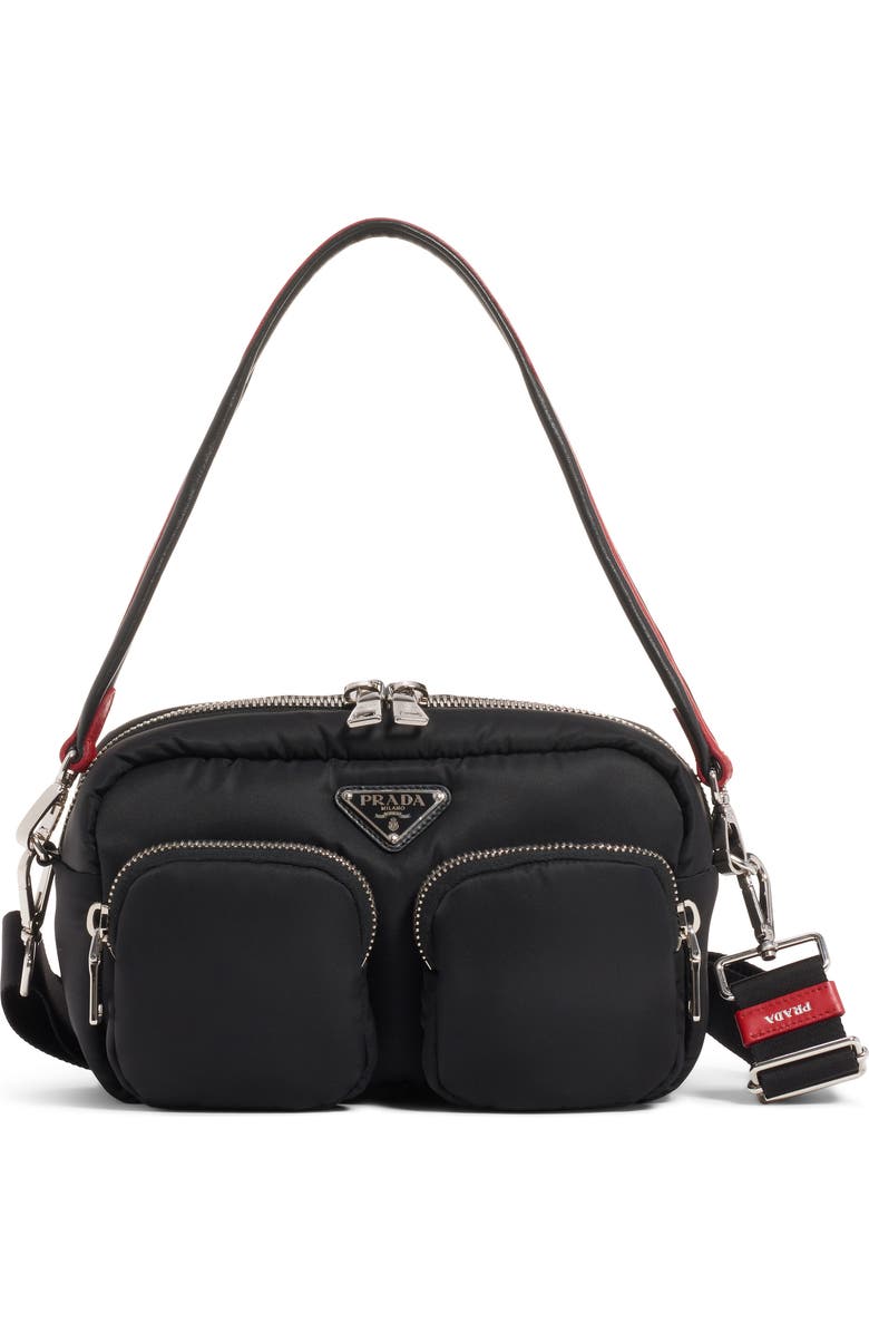 Prada Logo Nylon Shoulder Bag, Main, color,