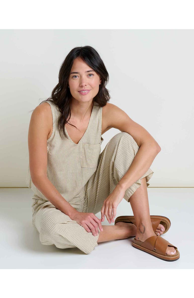 Toad & Co Taj Hemp Button Back Tank, Alternate, color, Barley Railroad Stripe