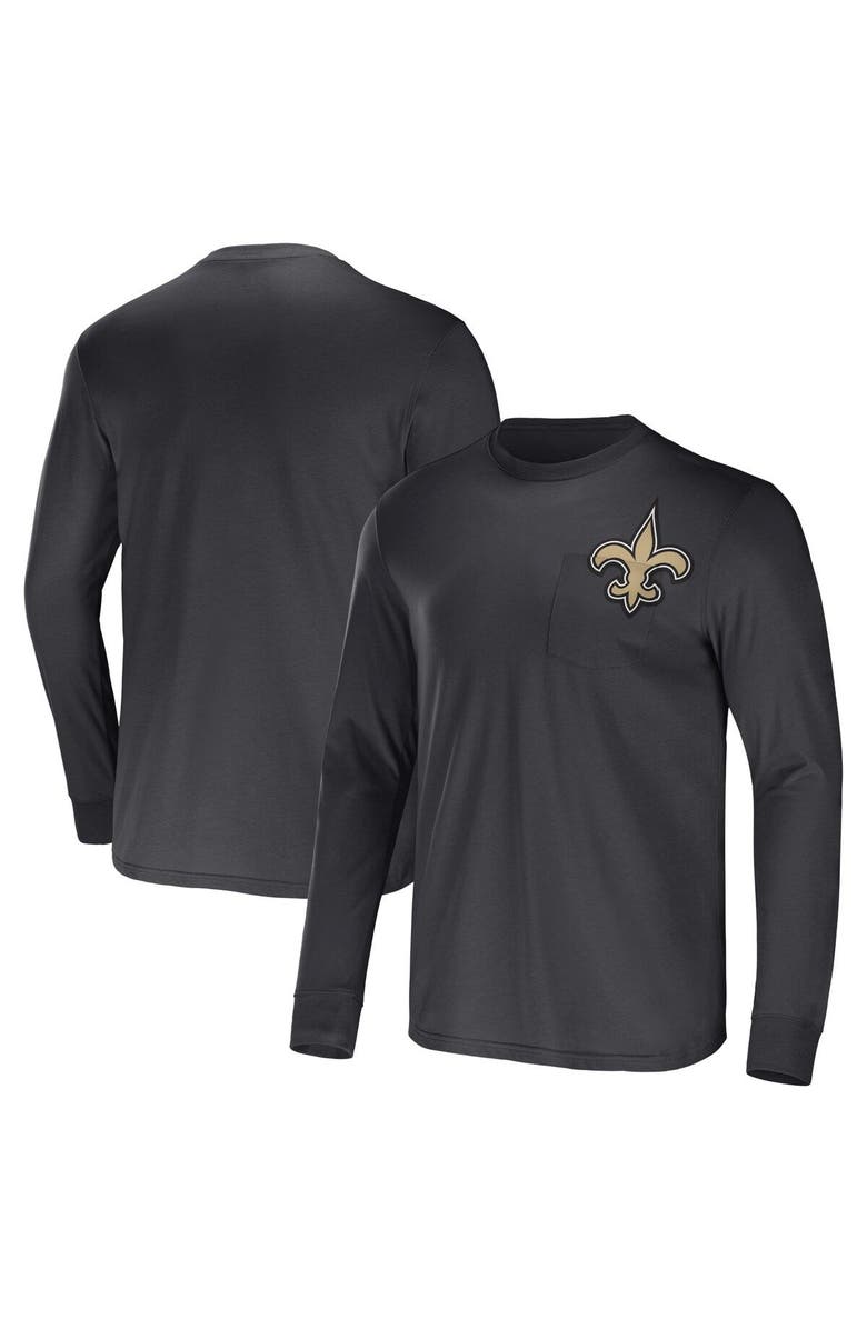 NFL X DARIUS RUCKER Men's NFL x Darius Rucker Collection by Fanatics Black New Orleans Saints Team Long Sleeve Pocket T-Shirt, Main, color,