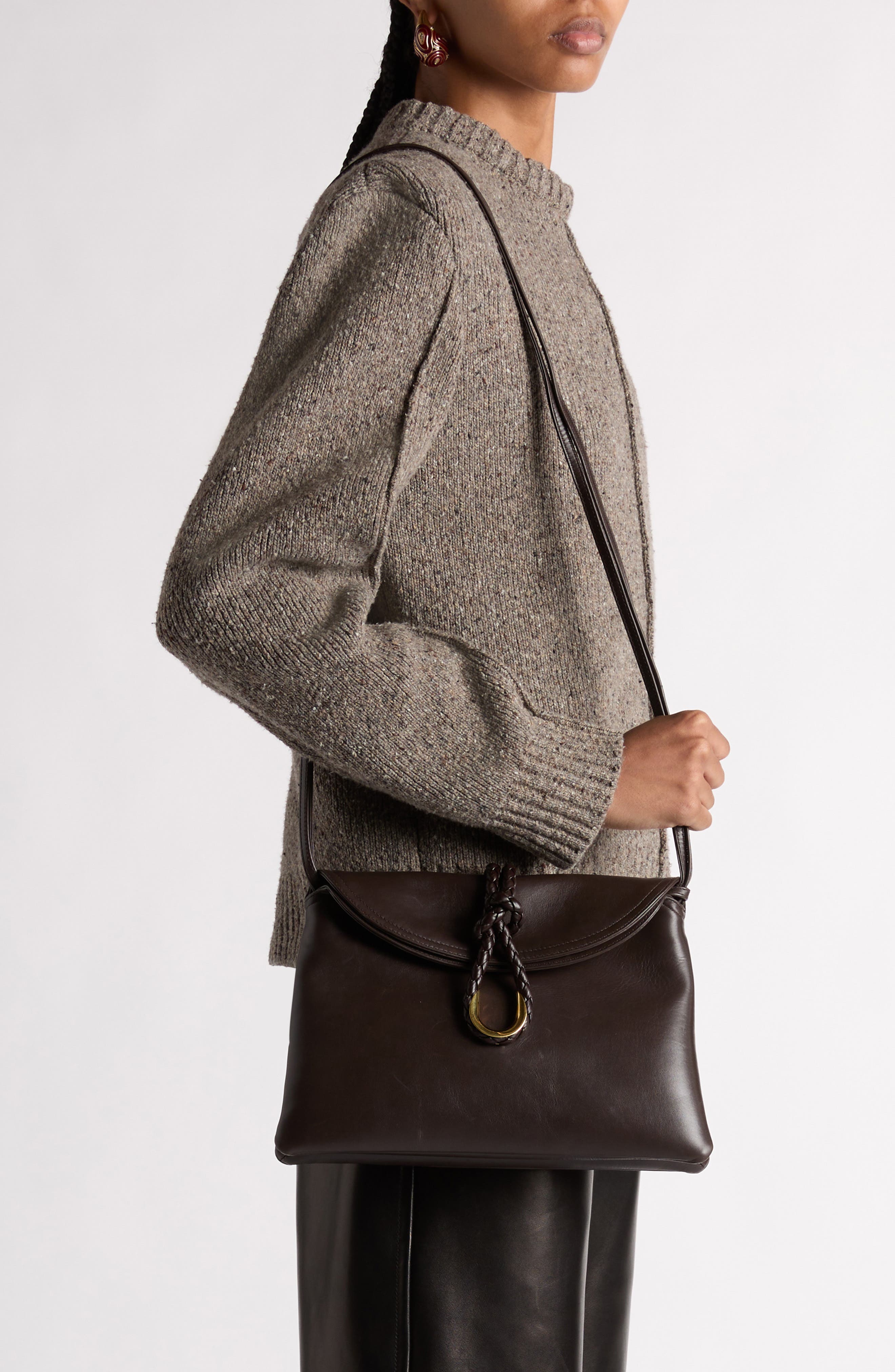 Medium Liberta Leather Shoulder Bag, Alternate, color, FONDANT
