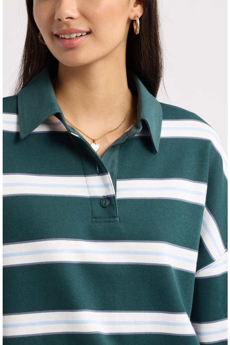 Stripe Cotton Blend Rugby Sweatshirt, Alternate, color, GREEN GABLES RUGBY POLO