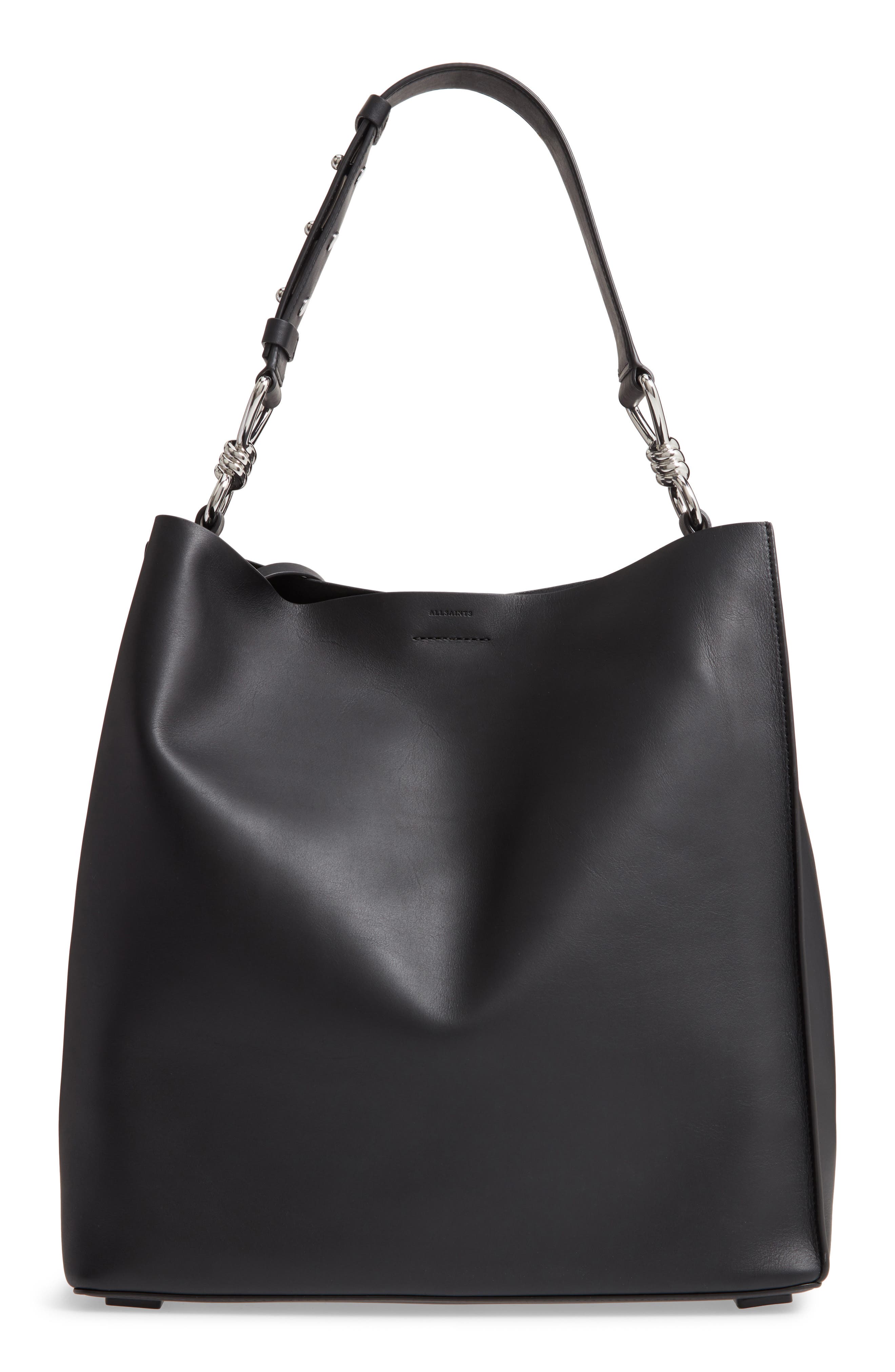 AllSaints Captain Leather Tote, Main, color, 