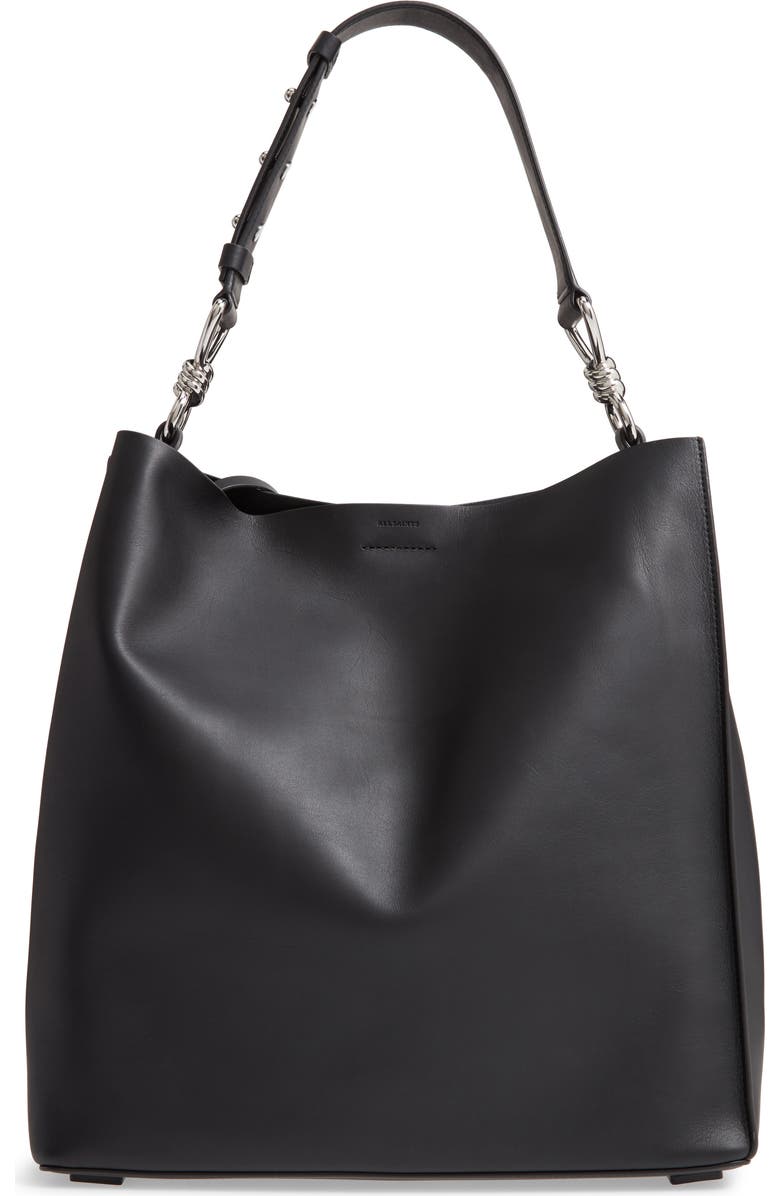 AllSaints Captain Leather Tote, Main, color,