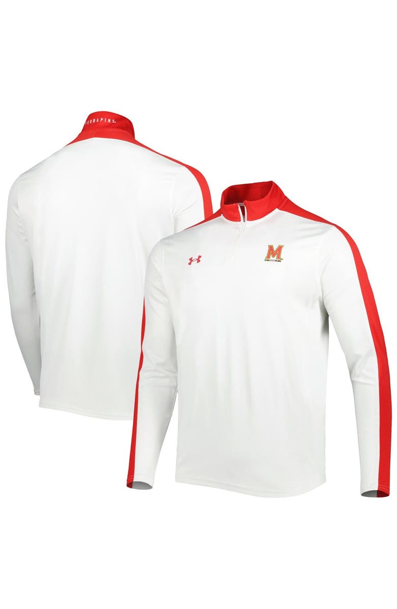 Under Armour Men's Under Armour White Maryland Terrapins Lightweight Mock Neck Performance Quarter-Zip Jacket, Main, color, White