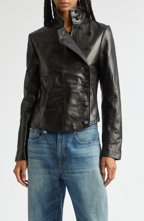 Asymmetrical Front Leather Jacket