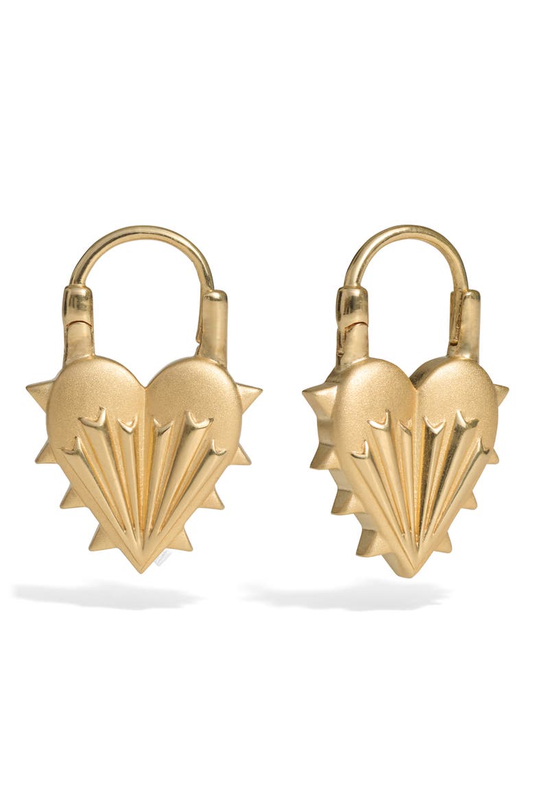 Spiked Heart Hoop Earrings, Main, color, 14K GOLD VERMEIL