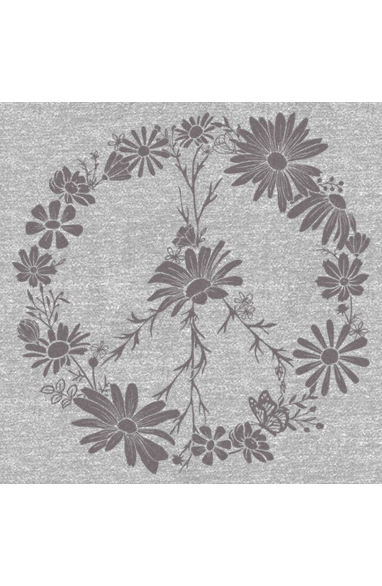 Lost Gods Women's Lost Gods Floral Peace Symbol Graphic T-Shirt, Alternate, color, Heather Gray