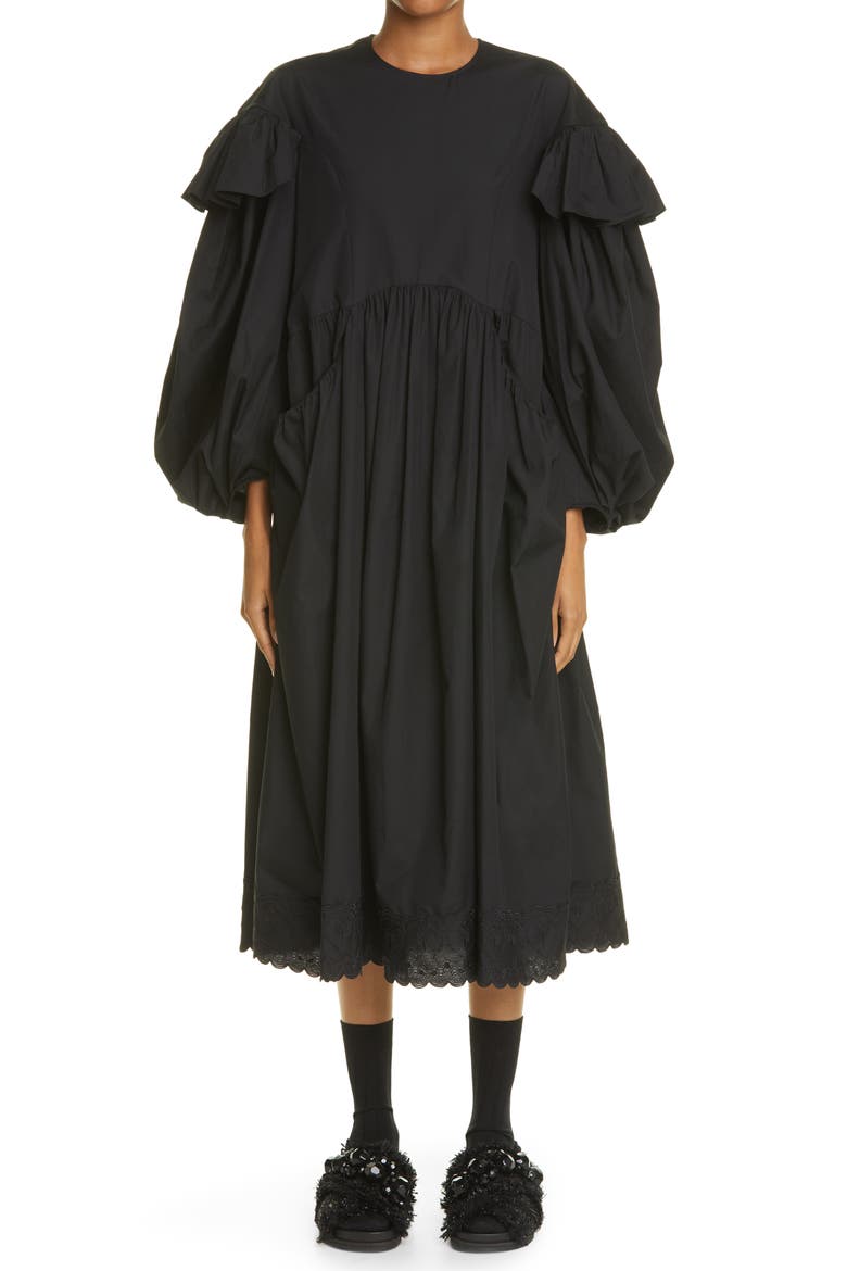 Cotton Poplin Smock Dress, Main, color, BLACK/ BLACK