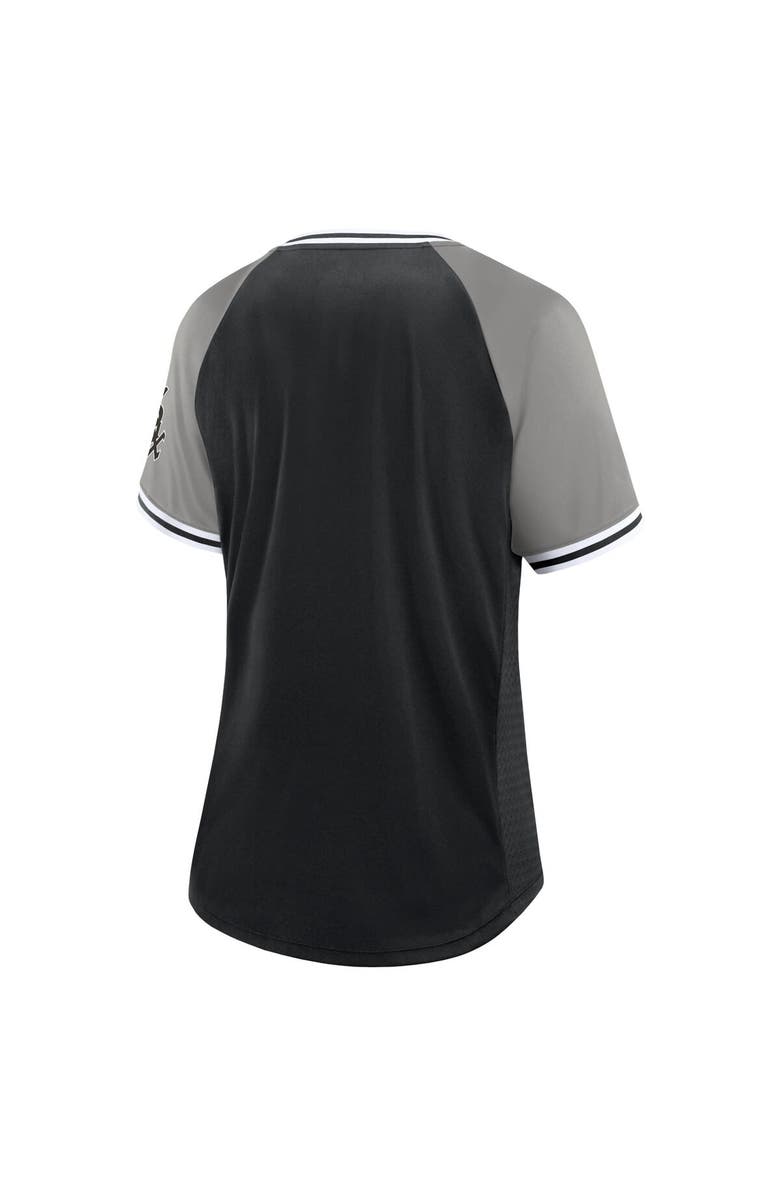 FANATICS Women's Fanatics Black Chicago White Sox Glitz & Glam League Diva Raglan V-Neck T-Shirt, Alternate, color, Black