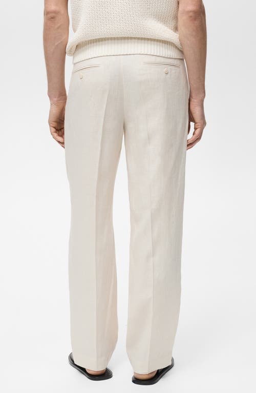Mango Pleated Linen Pants In White