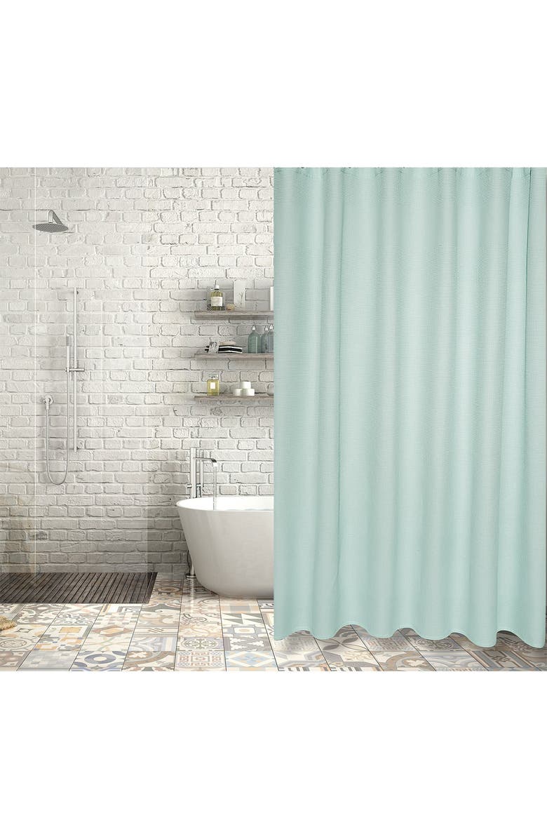 ENCHANTE HOME Ria Turkish Cotton Shower Curtain - Aqua, Main, color, 