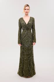 BEAUUT Embellished Sequin Abstract Gown