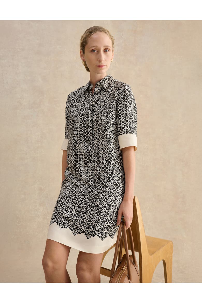 Marciella 3/4 Sleeve Printed Mini Dress, Alternate, color, Navy Cream