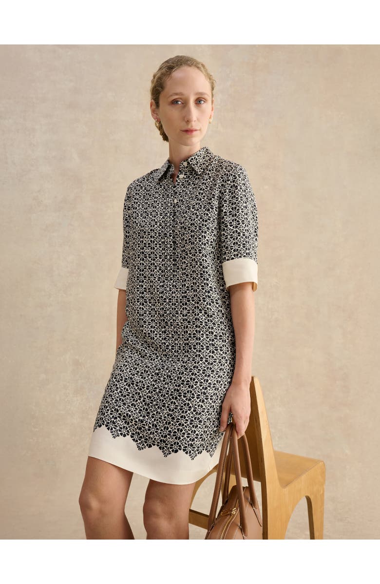 HOBBS LONDON Marciella 3/4 Sleeve Printed Mini Dress, Alternate, color, Navy Cream