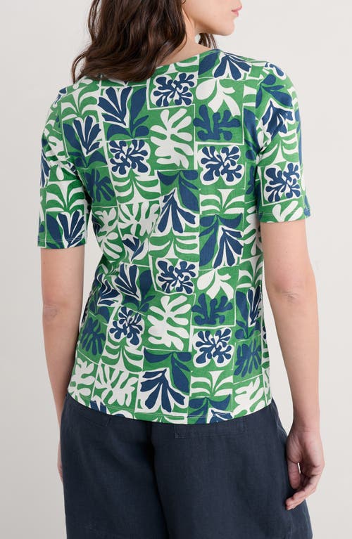 Seasalt Cornwall Poisson Print Organic Cotton T-shirt In Collage Seaweed Hedgerow