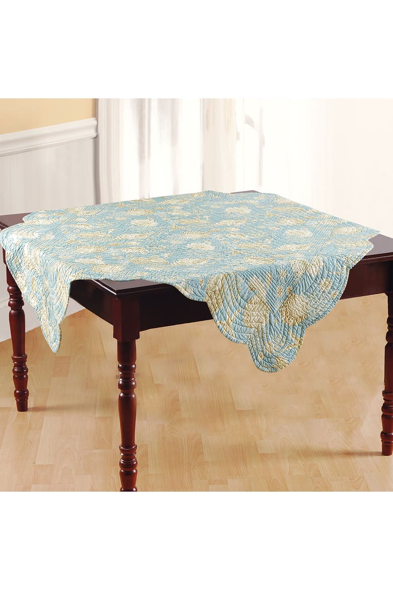 Natural Shells Quilted Table Topper 54" x 54", Alternate, color, Blue