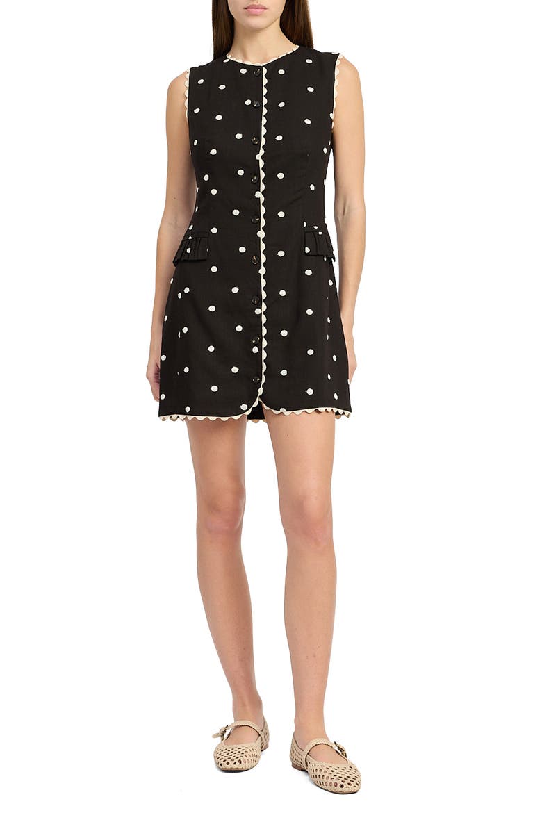 Heather Embroidered Minidress, Main, color, BLACK NATURAL