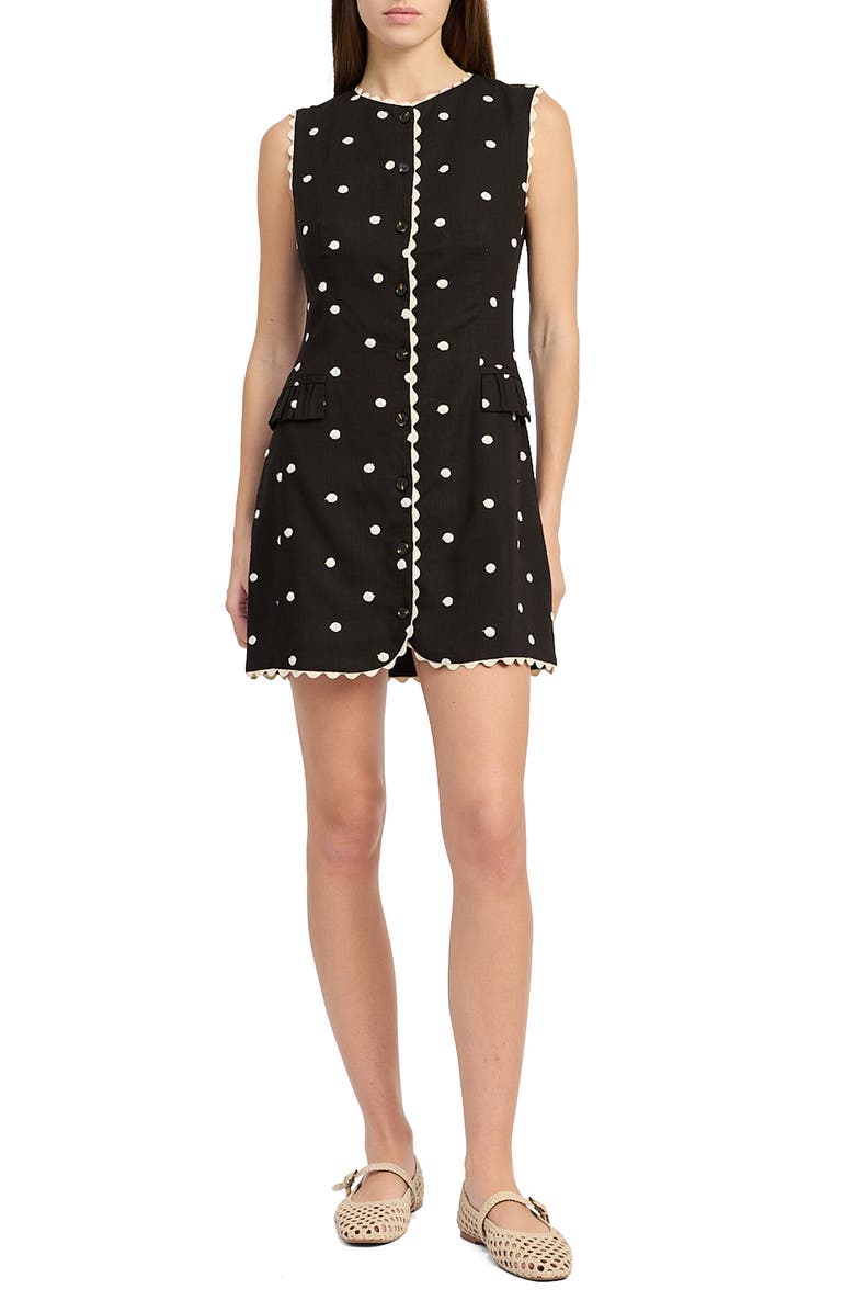 En Saison Heather Embroidered Minidress, Main, color, Black Natural
