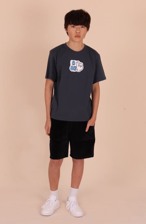 Tiny Tribe Kids' A-ok Graphic T-shirt In Blue